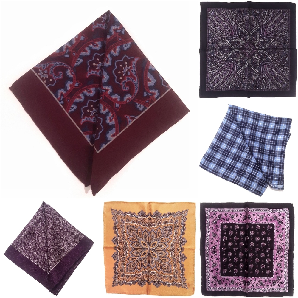 Pocket squares / scarves bundle = 5 pieces